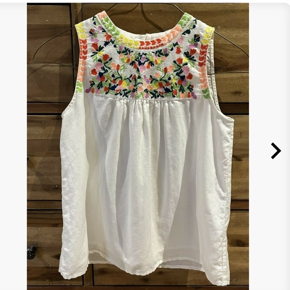 J. Crew Tops - J crew embroidered linen/cotton top.